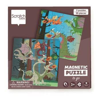 Scratch Puzzle magnetyczne - książka podróżna Smoki 2 obrazki 40 elem.