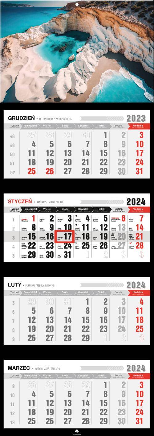 Kalendarz 2024 czterodzielny Klif KT4-V.8