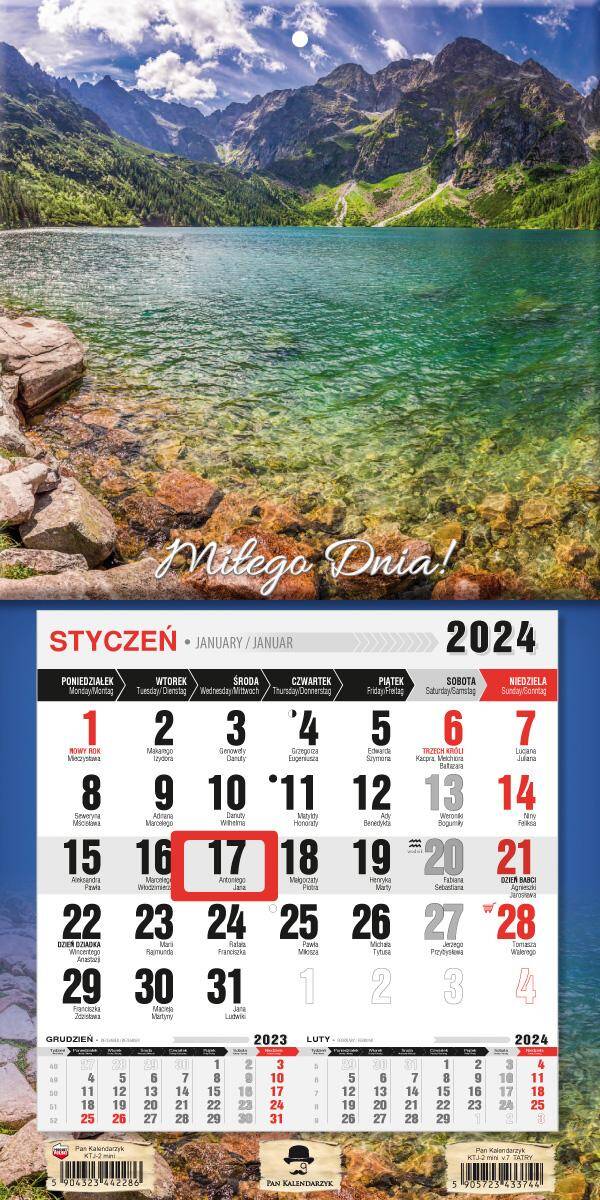 Kalendarz 2024 jednodzielny z magnesem mini Tatry KTJ2M-V.7
