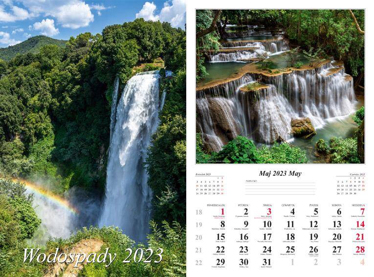 Kalendarz 2023 ścienny 7-K Wodospady