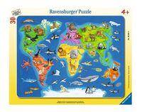Puzzle Mapa Świata zwierząt 30 el. 066414 RAVENSBURGER
