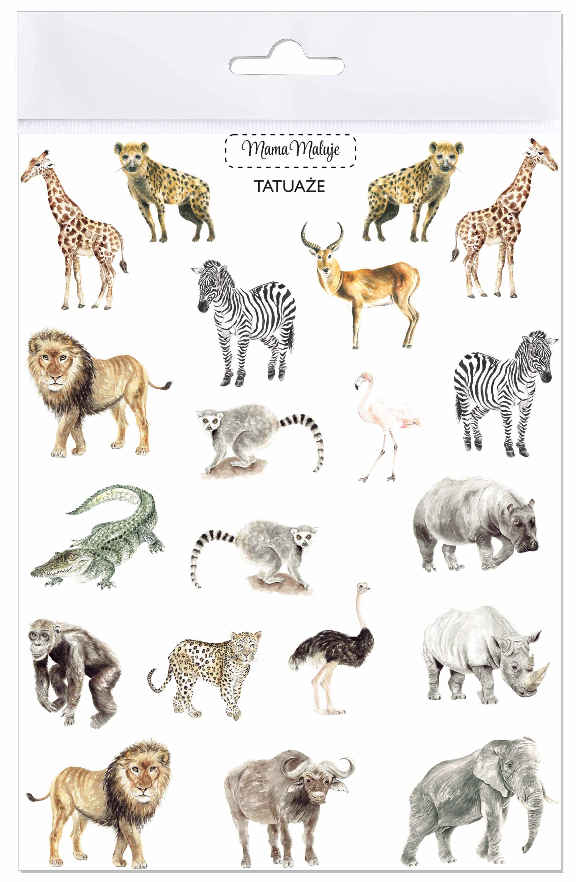 Tatuaże zmywalne Zwierzęta Afryki