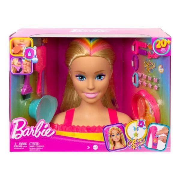 Barbie Głowa do stylizacji Neonowa tęcza bond włosy HMD78 MATTEL