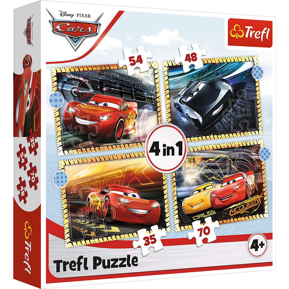 Puzzle 4w1 (35,48,54,70) Do startu, gotowi, start! Cars 3 34608