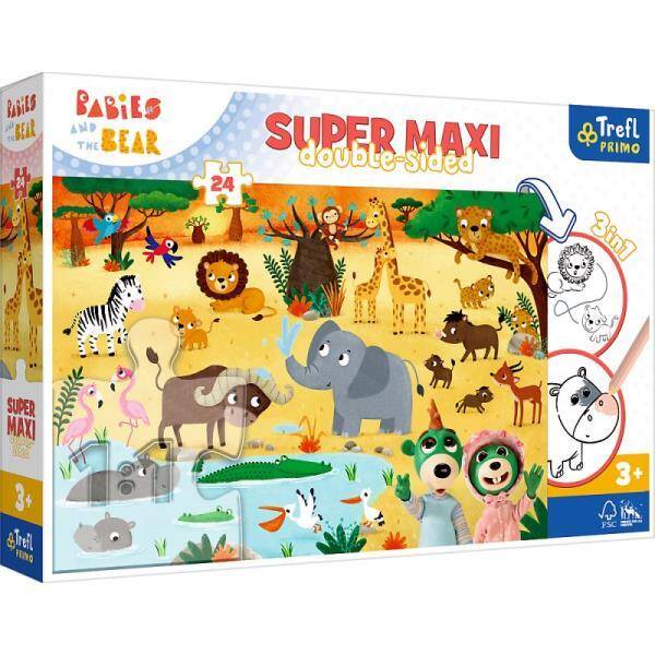 Puzzle dwustronne 24 el SUPER MAXI 3w1 Bobaski na Safari 41009 Trefl