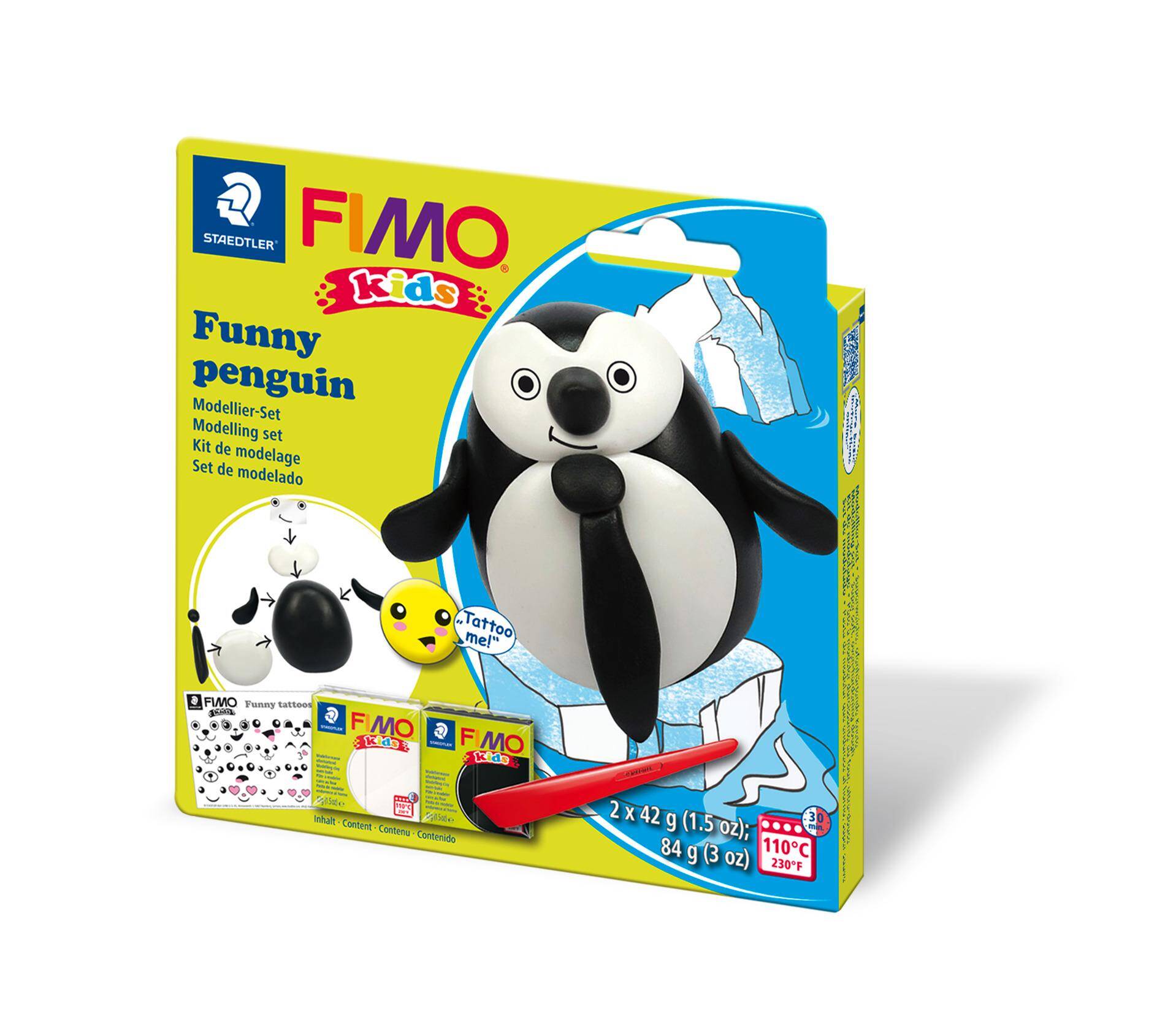 Zestaw FIMO Kids Pingwin 2 x 42g + akcesoria Staedtler