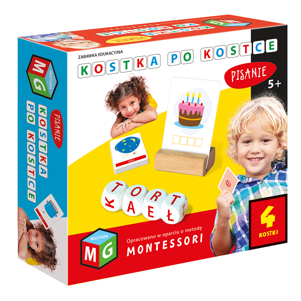 Montessori zabawka edukacyjna kostka po kostce pisanie 4 kostki