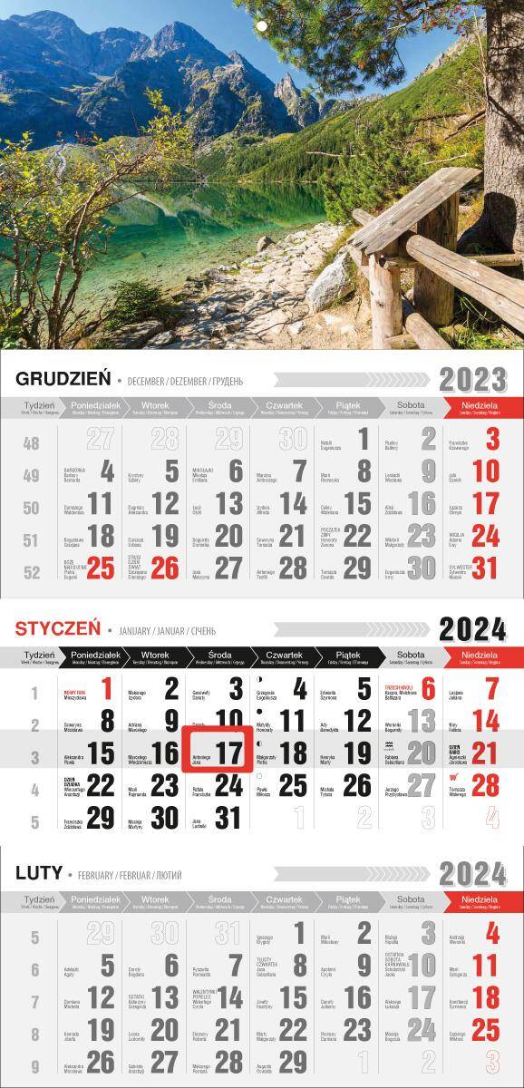 Kalendarz 2024 trójdzielny z magnesem Tatry KTE VM-2