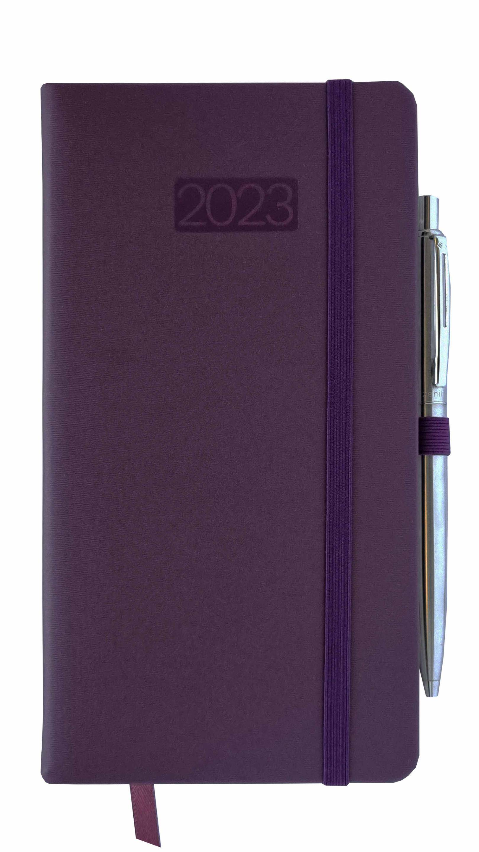 Kalendarz 2023 lux z gumką DL tygodniowy purpurowy V8