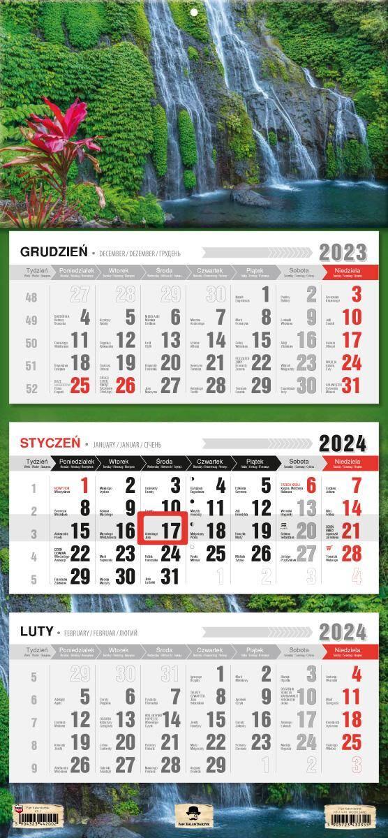 Kalendarz 2024 trójdzielny Wodospad KT1-V.41
