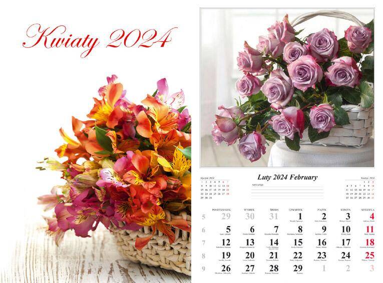 Kalendarz 2024 ścienny 7-K Kwiaty