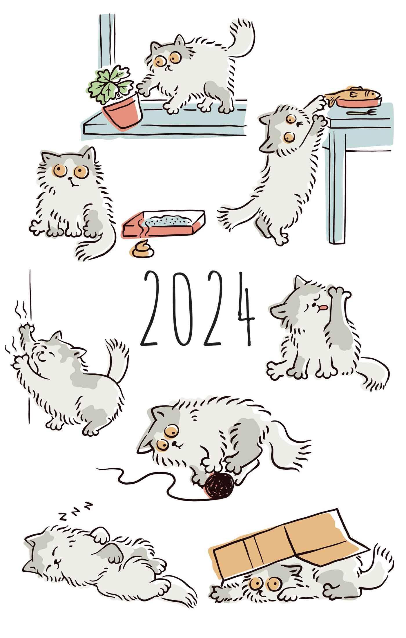 Kalendarz 2024 tygodniowy Koty