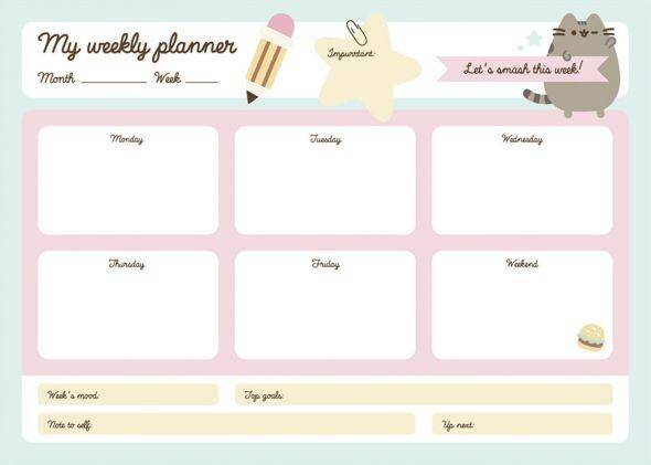 Planner A4 tygodniowy Pusheen BPSA40023