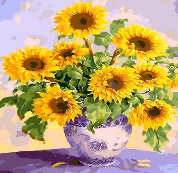 Malowanie po numerach 40x50cm Kwiaty, Słoneczniki w wazonie 1008881