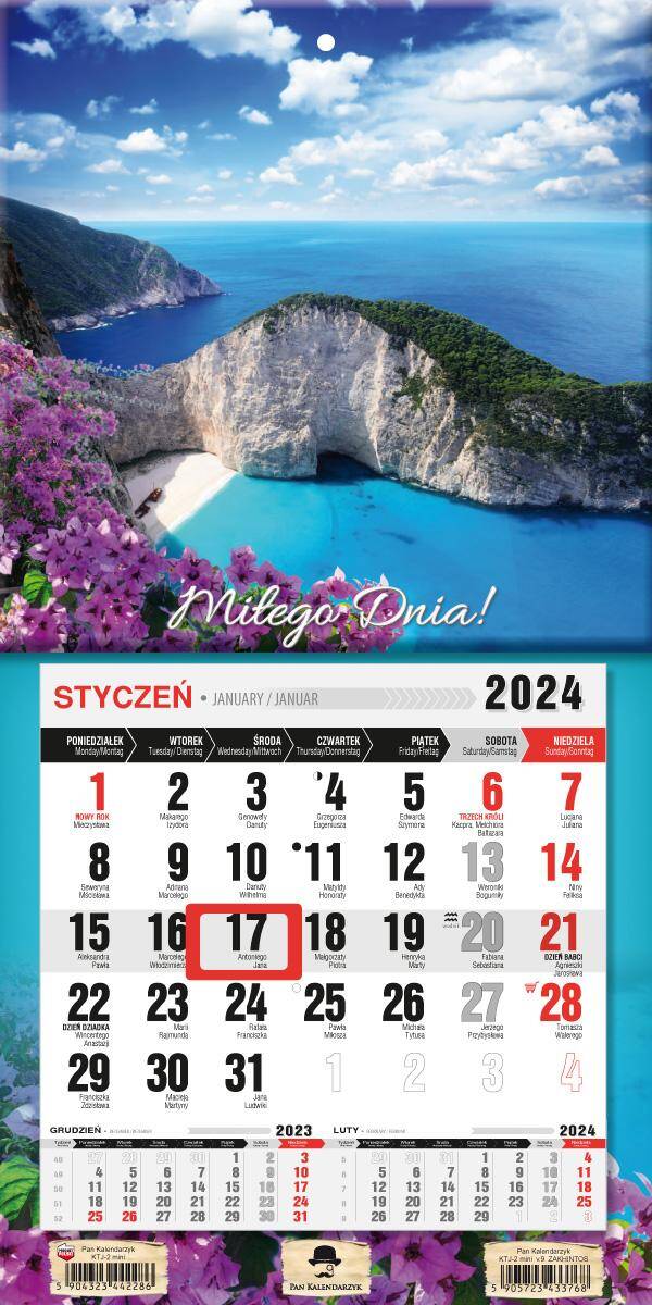 Kalendarz 2024 jednodzielny z magnesem mini Zakynthos KTJ2M-V.9