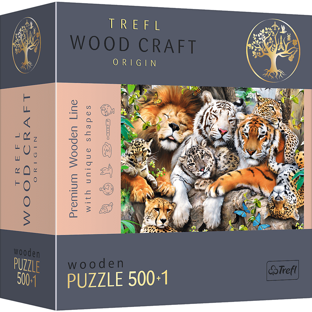 Puzzle 500+1 drewniane Dzikie koty w dżungli 20152