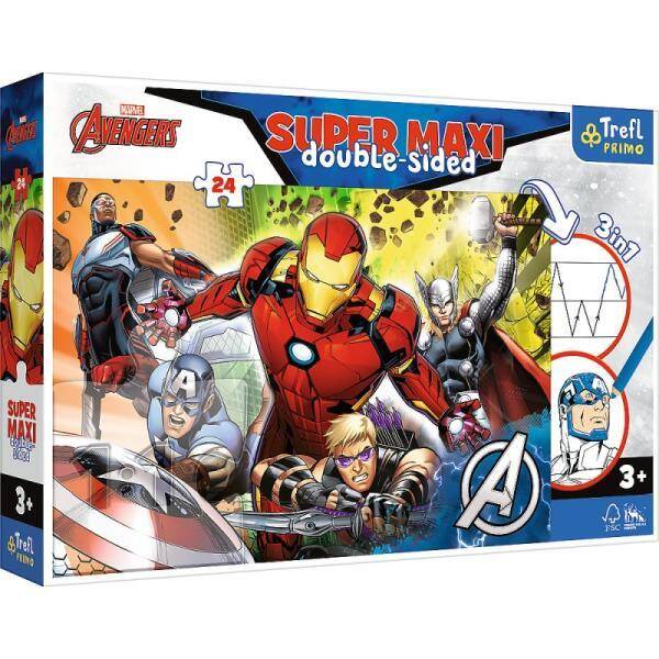 Puzzle dwustronne 24 el SUPER MAXI 3w1 Silni Avengers 41007 Trefl