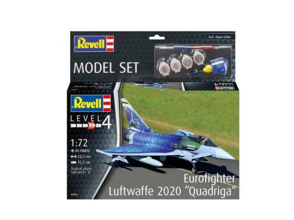 Model samolotu do sklejania 1:72 63843 Eurofighter Typhoon Luftwaffe 2020 Quadriga Revell + 4 farbki
