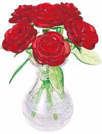 Róże czerwone w wazonie Crystal Puzzle 3D
