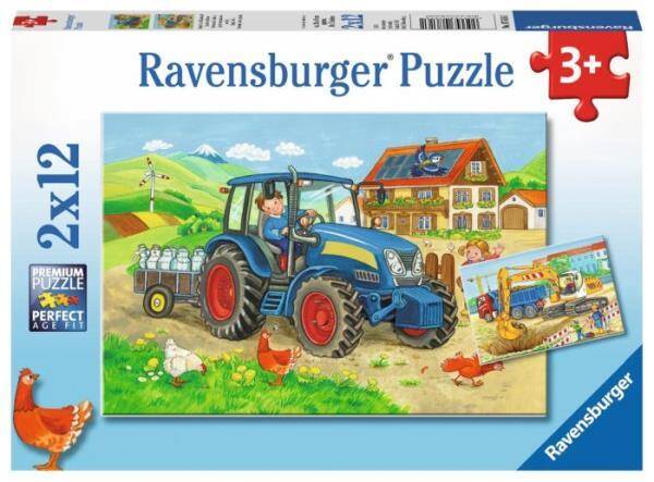 Puzzle 2x12el Ciężka praca 076161  RAVENSBURGER p12