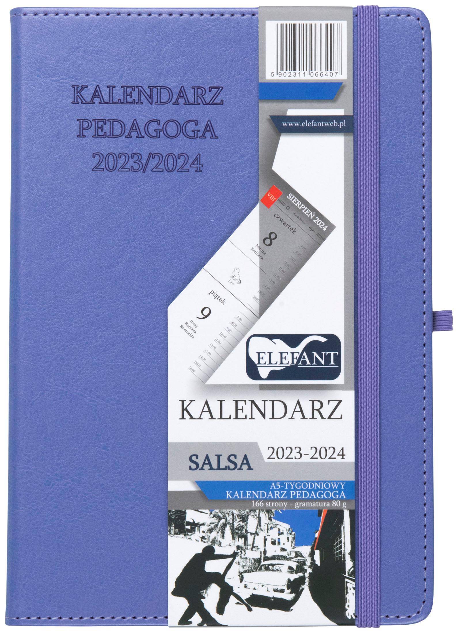 Kalendarz Pedagoga 2023/2024 salsa A5 tygodniowy fioletowy