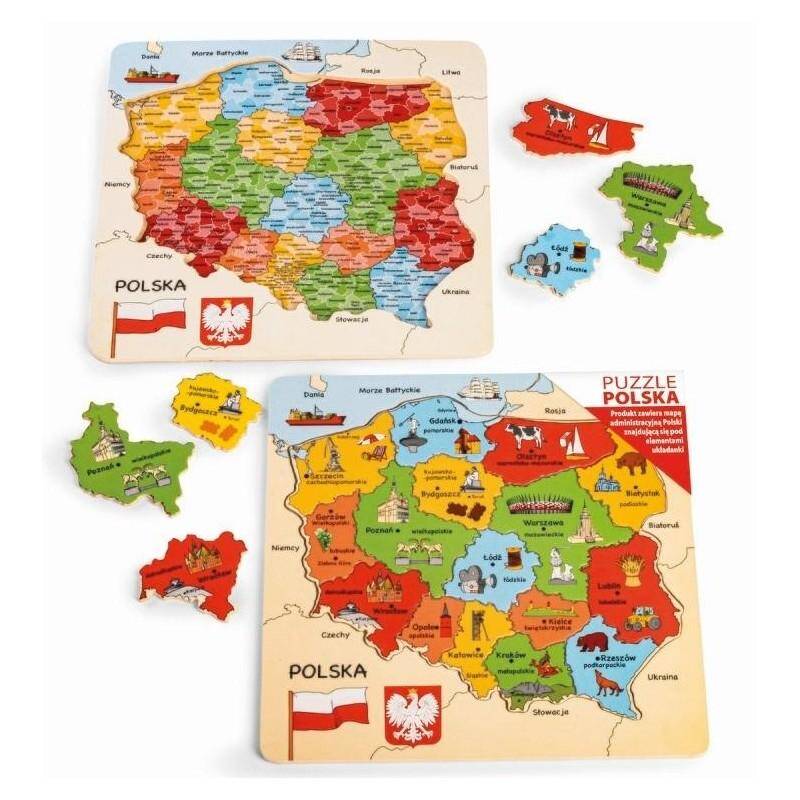 Mapa Polski puzzle drewniane