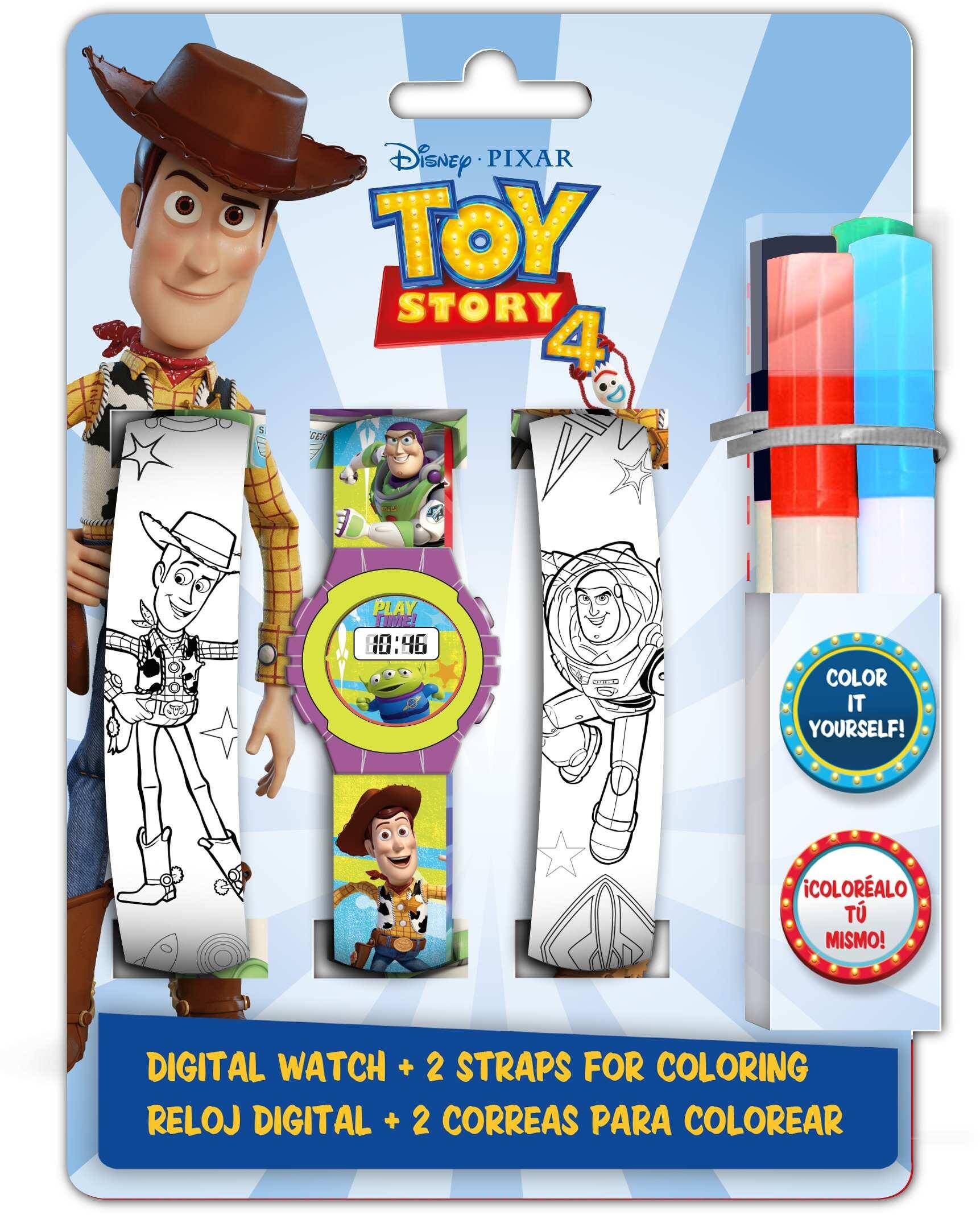 Zestaw zegarek cyfrowy z paskami do kolorowania Toy Story WD20340