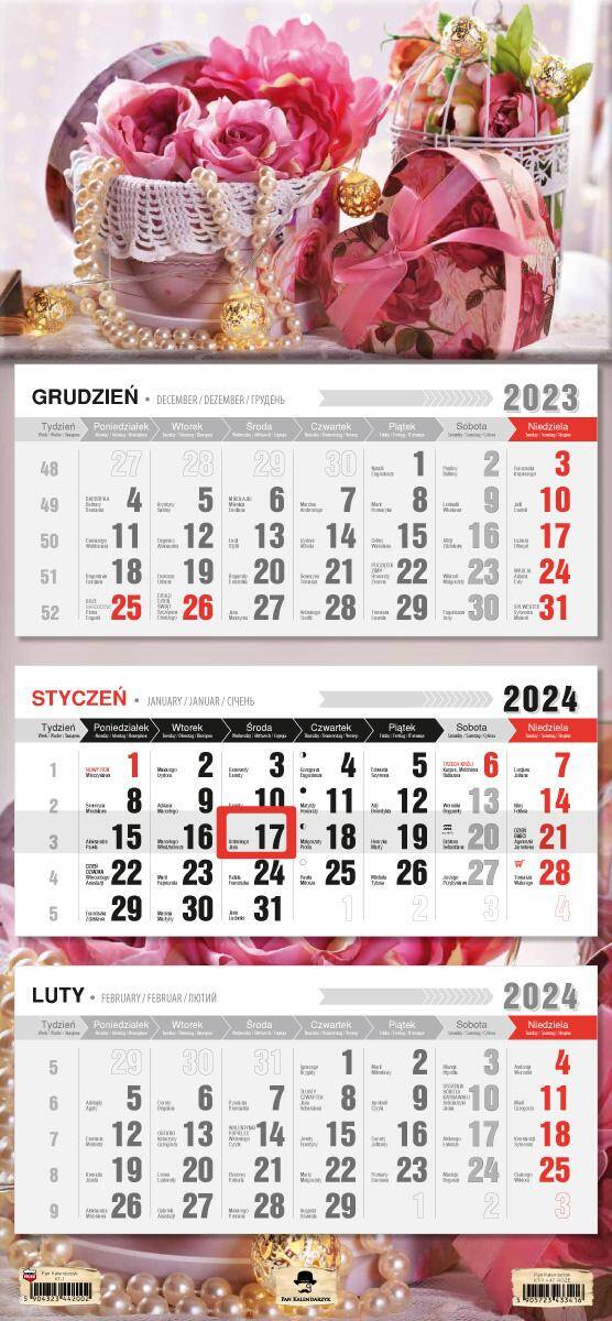 Kalendarz 2024 trójdzielny Róże KT1-V.47