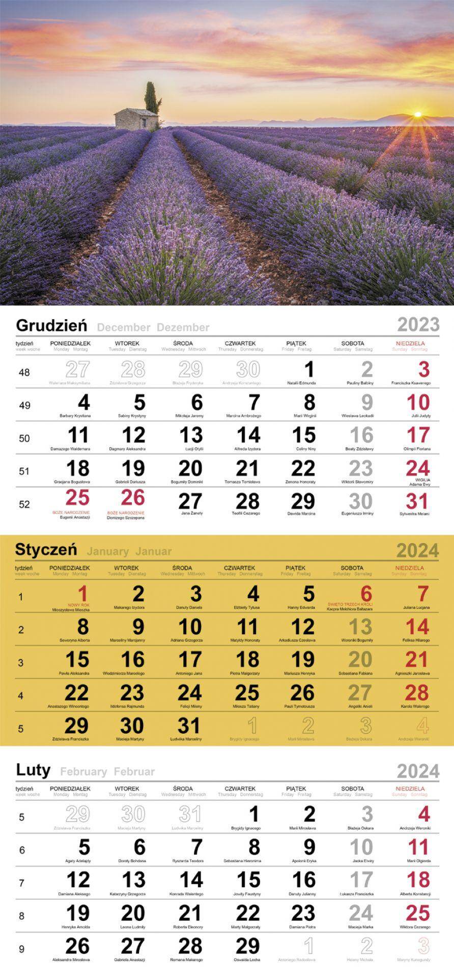 Kalendarz 2023 trójdzielny