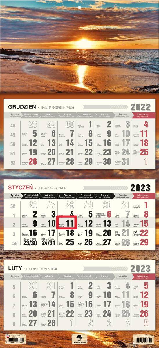 Kalendarz 2023 trójdzielny KT-1 zachód słońca V36