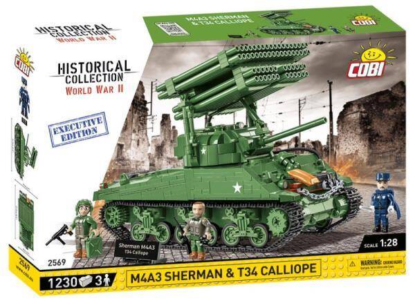 COBI 2569 Historical Collection WWII Czołg M4A3 Sherman & T34 Calliope 1230 klocków - Executive Edit