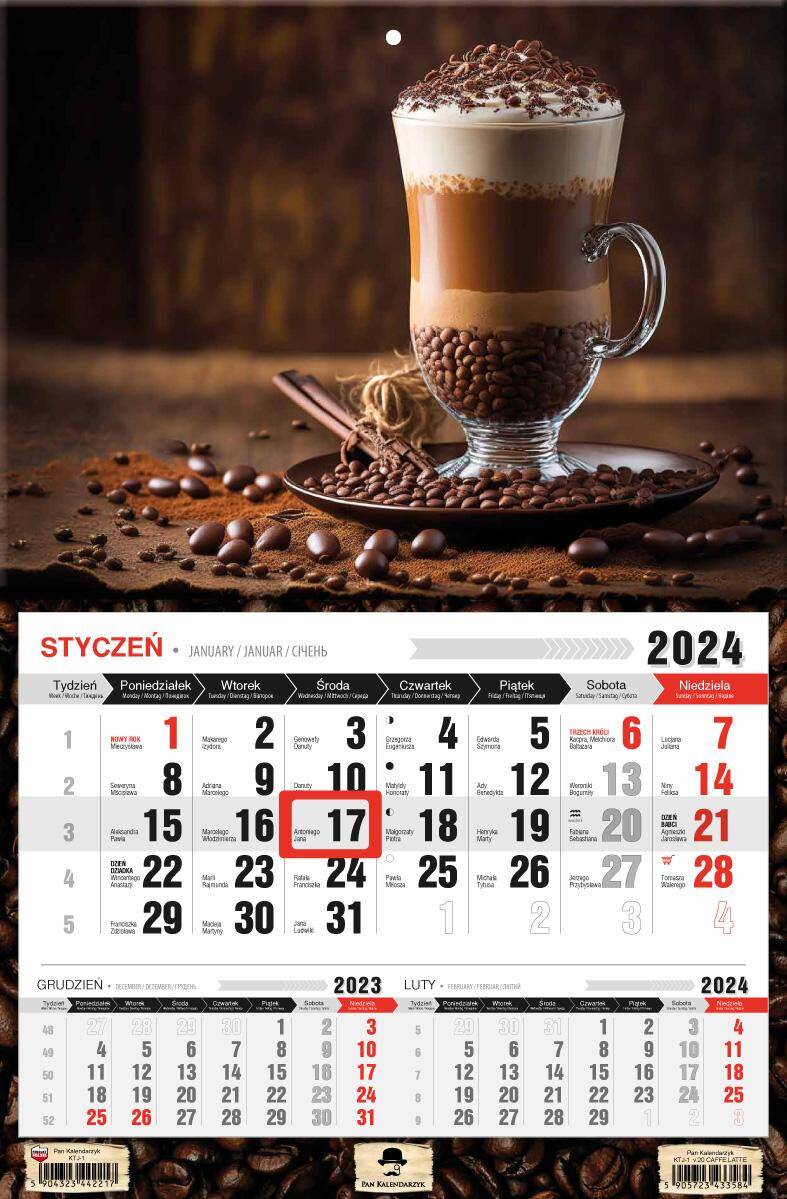 Kalendarz 2024 jednodzielny Caffe latte KTJ1-V.20