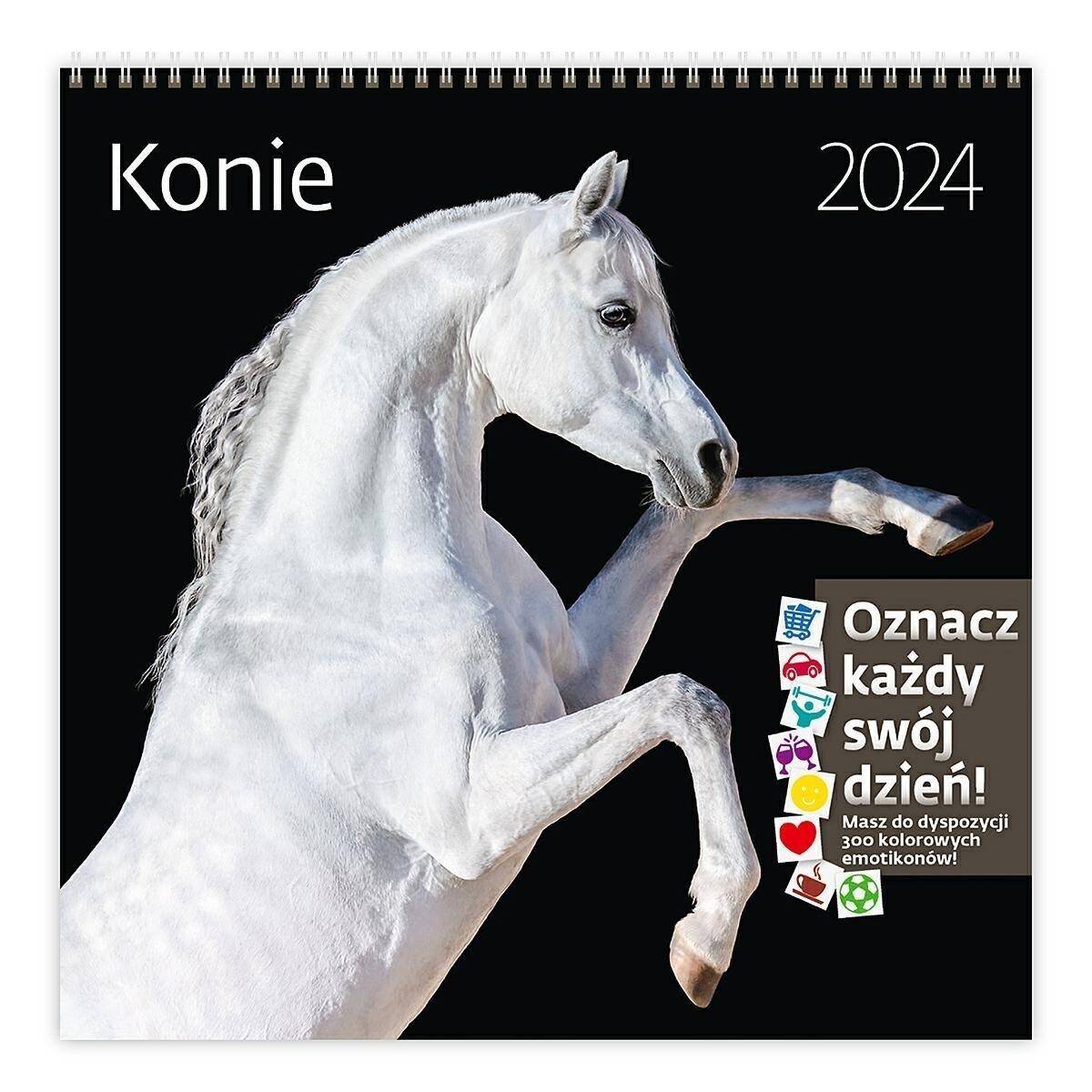 Kalendarz 2024 Konie z naklejkami ścienny