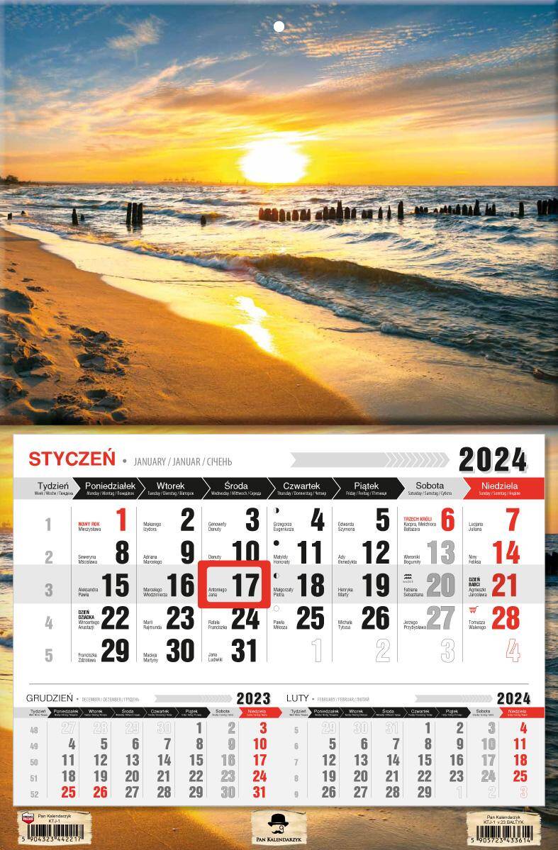 Kalendarz 2024 jednodzielny Bałtyk KTJ1-V.23
