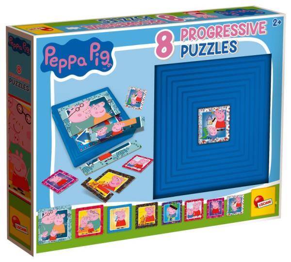 Puzzle progresywne 8 Świnka Peppa. Peppa Pig LISCIANI 97838