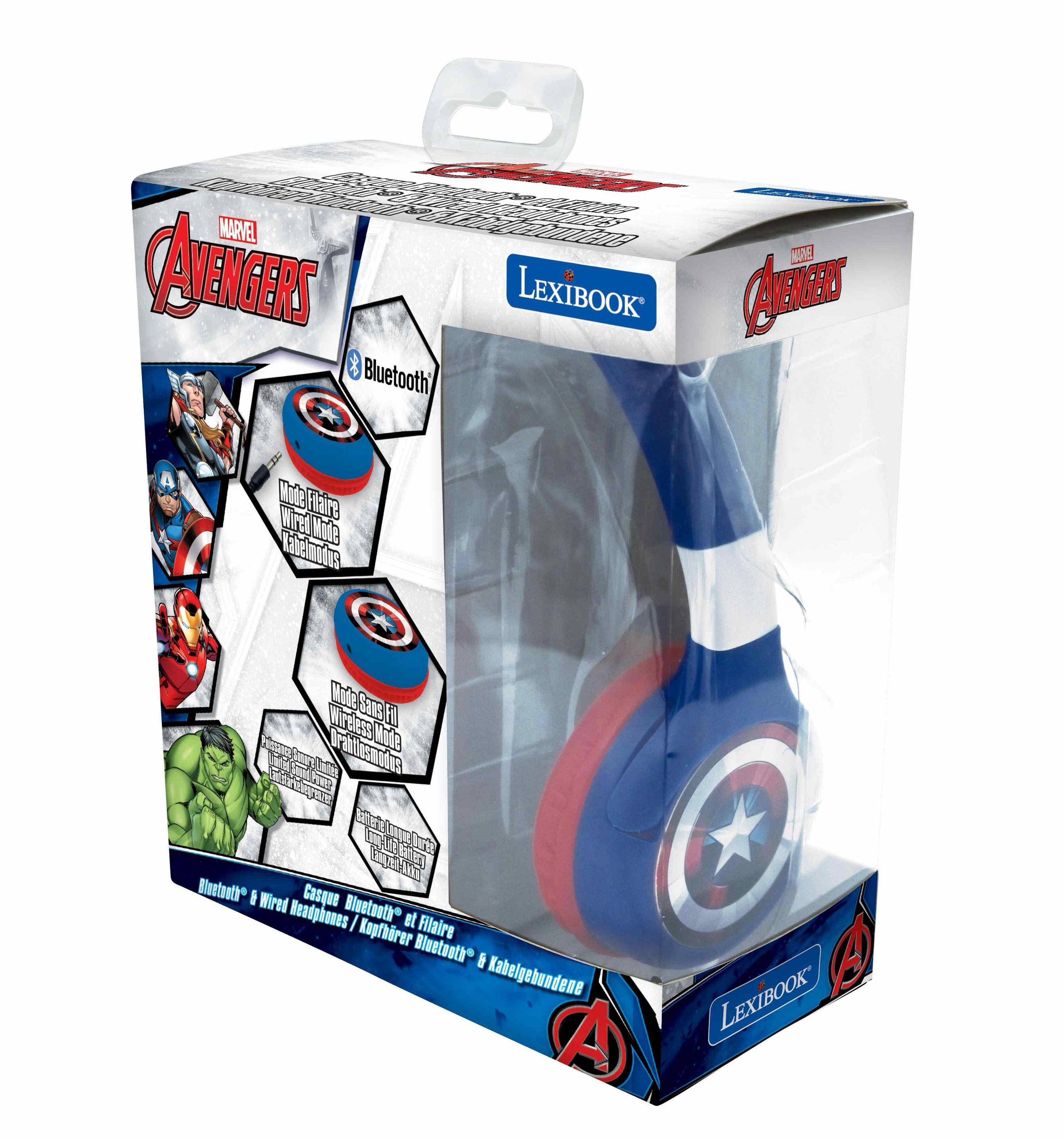 Składane słuchawki Avengers 2 w 1 Bluetooth i przewodowe z zabezpieczeniem głośności dla dzieci HPBT010AV