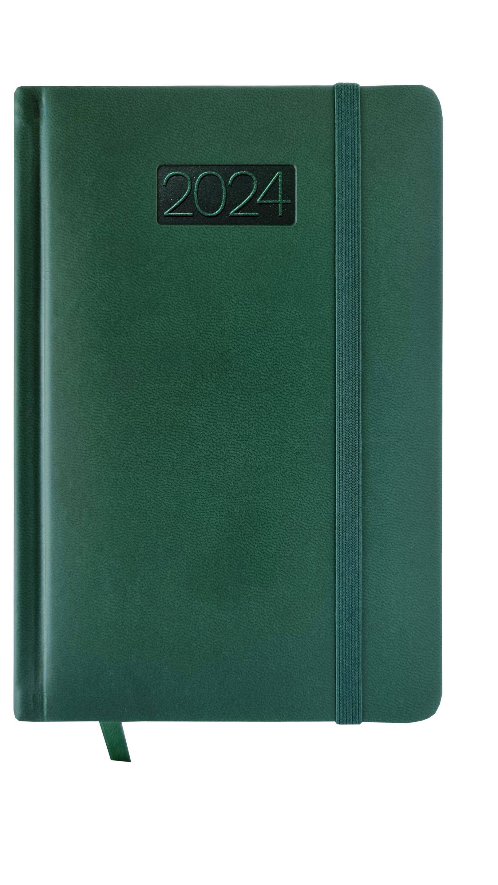 Kalendarz 2024 lux z gumką B6 dzienny V1 zielony