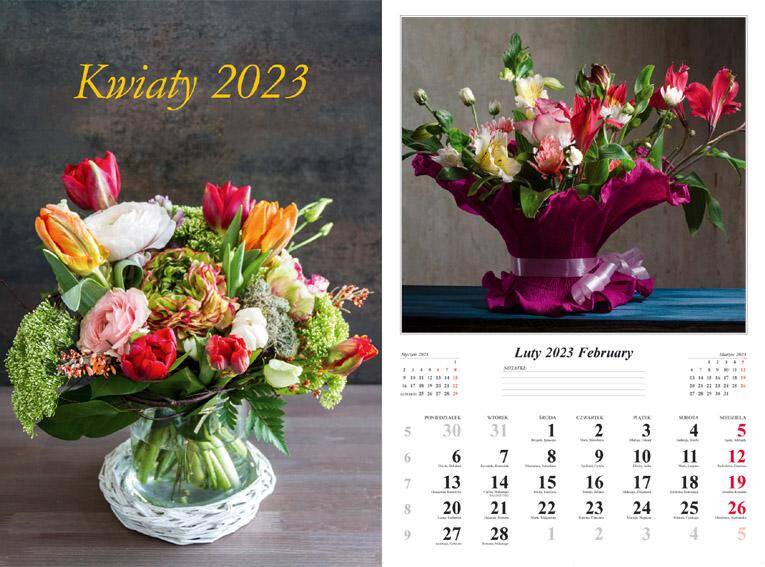 Kalendarz 2023 ścienny 7-K Kwiaty ścienny