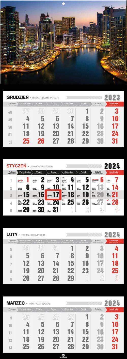 Kalendarz 2024 czterodzielny City Dubai KT4-V.11
