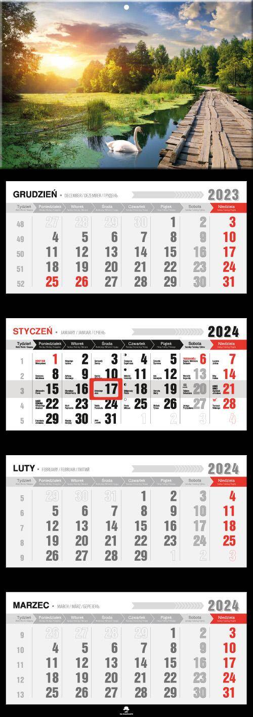 Kalendarz 2024 czterodzielny Mazury KT4-V.7