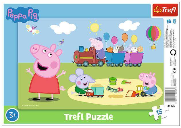 Puzzle 15 Ramkowe Wesoły pociąg Peppa Pig 31406