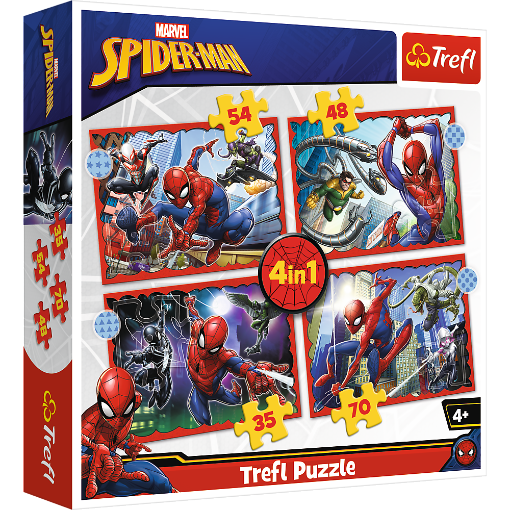 Puzzle 4w1 (35,48,54,70) Bohaterski SpiderMan 34384