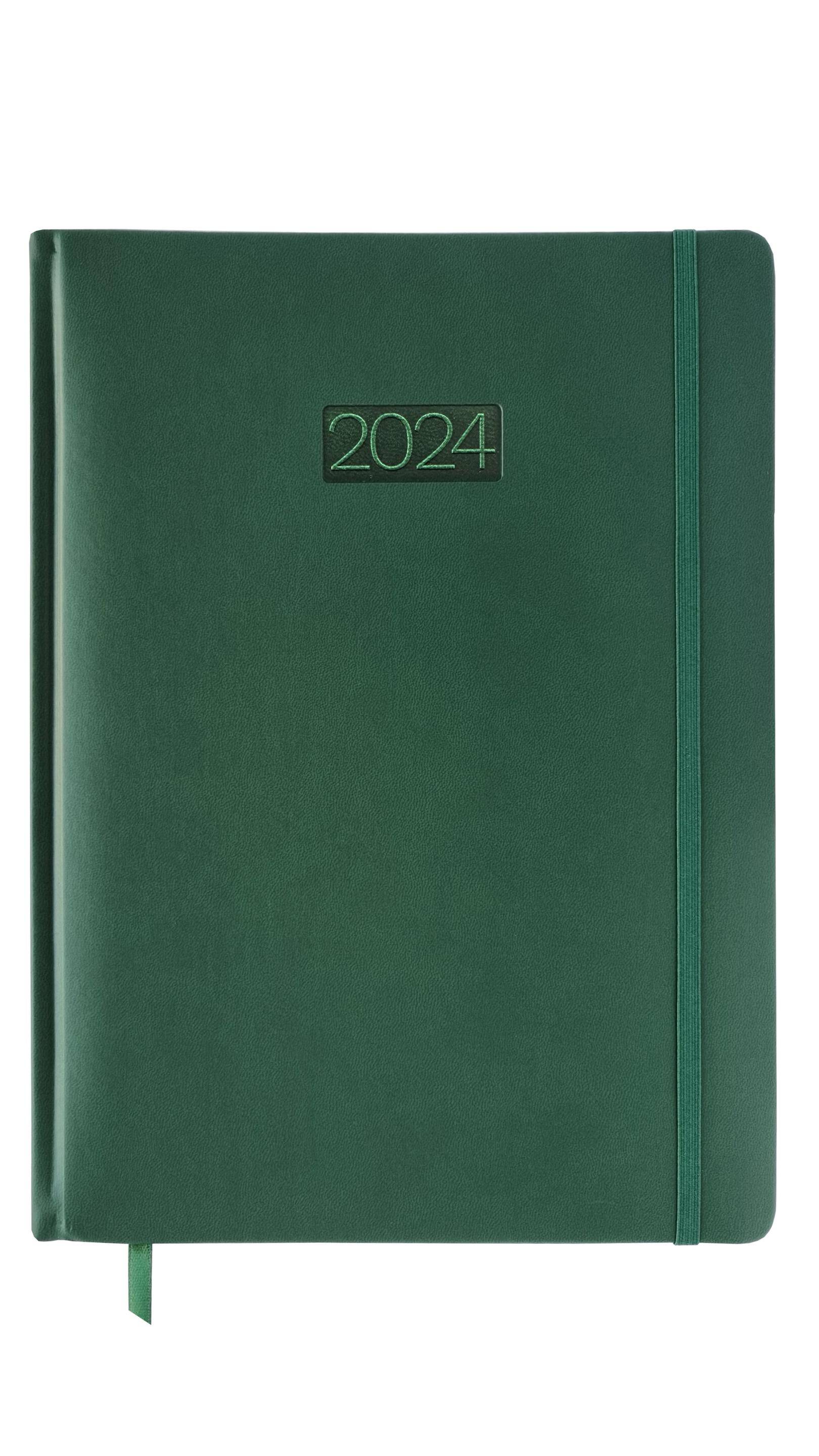 Kalendarz 2024 lux z gumką  A4 tygodniowy V1 zielony