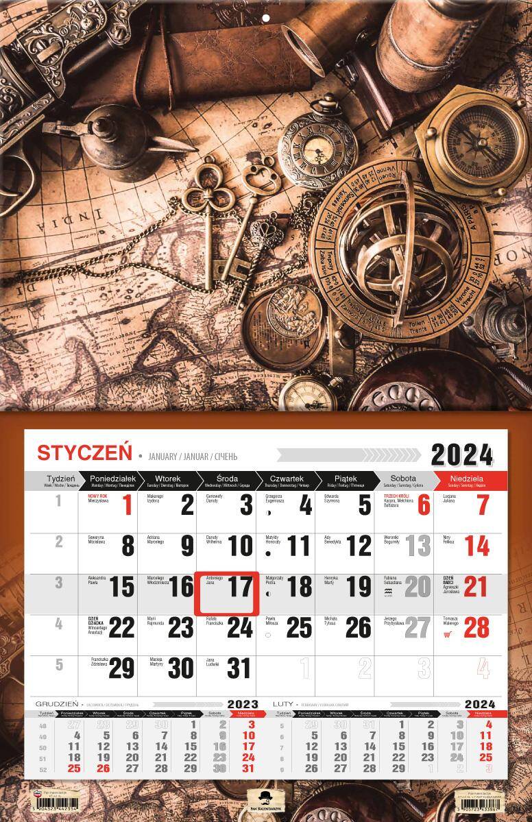 Kalendarz 2024  jednodzielny Antyczna mapa KTJ3XL-V.7