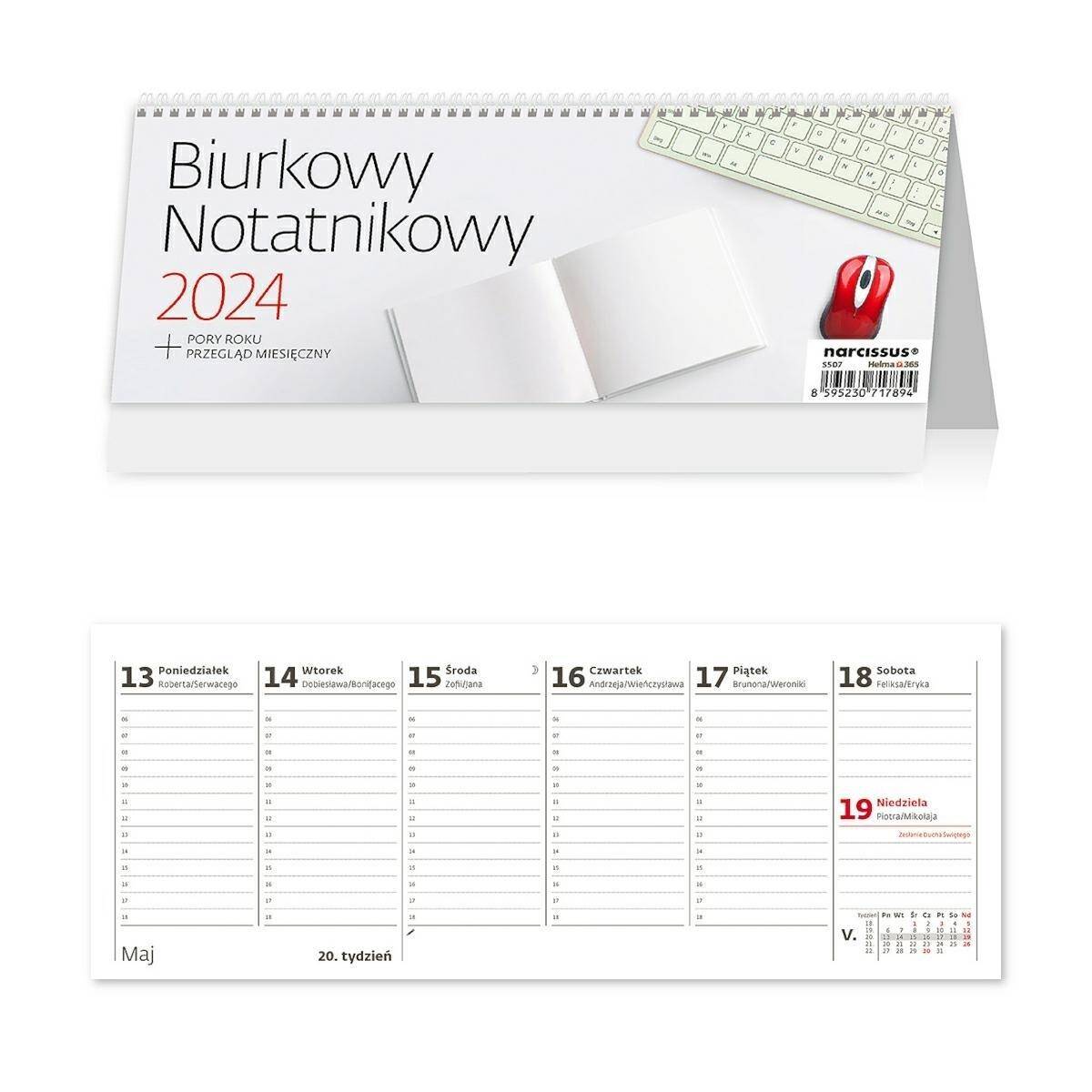 Kalendarz 2024 biurkowy notatnikowy tygodniowy