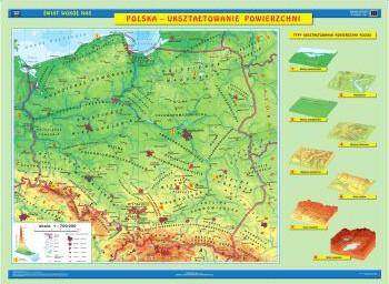Geografia Mapa ścienna Polska  Ukształtowanie powierzchni/Krajobrazy, dwustronna