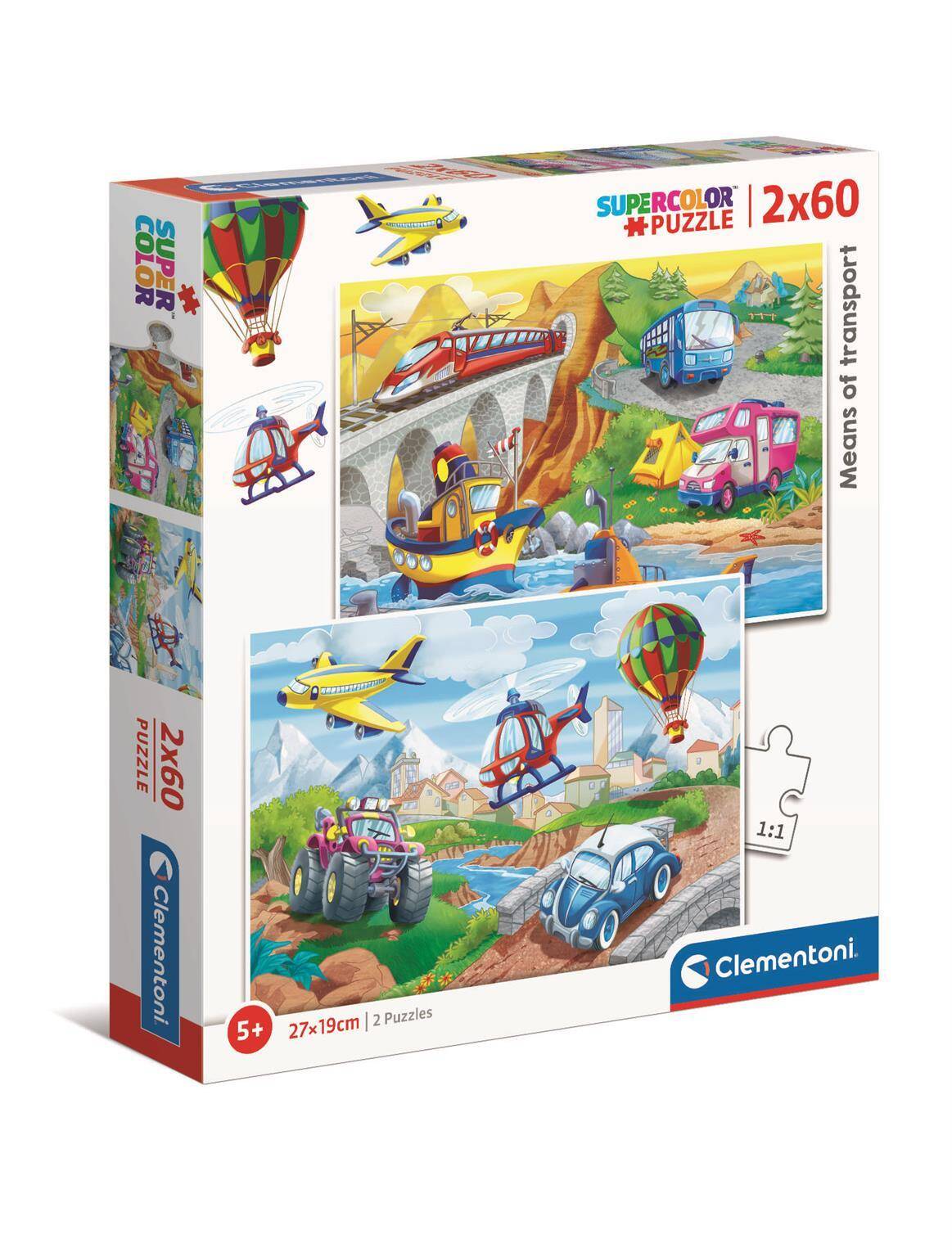 Puzzle 2w1 super color Środki transportu 21619