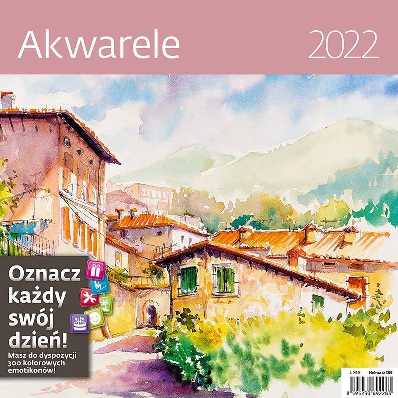 Kalendarz 2022 12 planszowy Akwarele