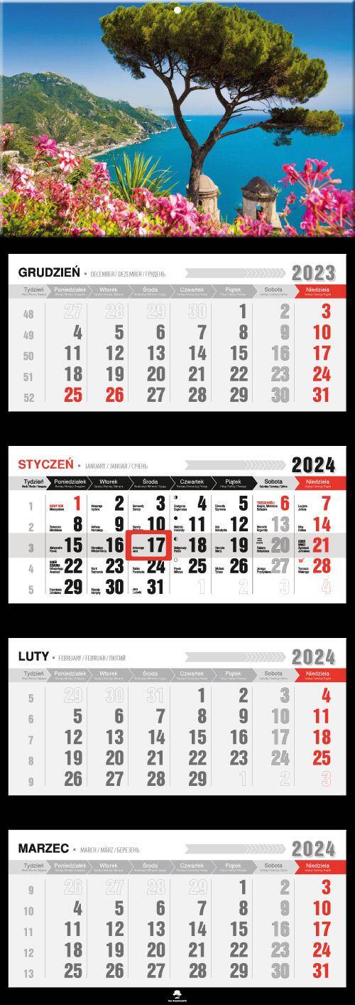Kalendarz 2024 czterodzielny Zatoka KT4-V.10