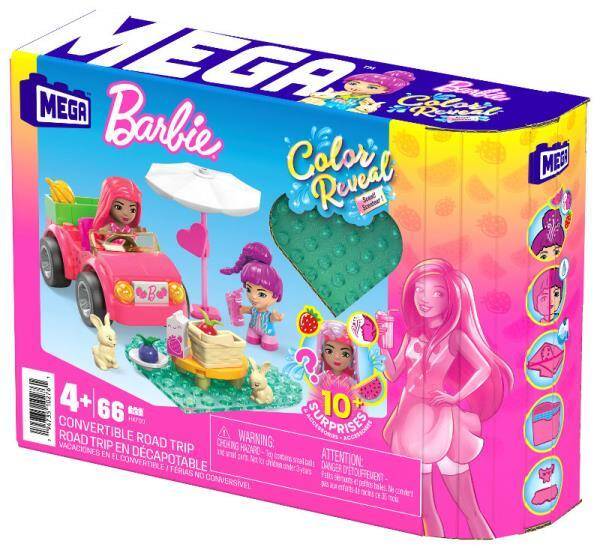 MEGA BLOKS Barbie Color Reveal Kabriolecik Wesoła wycieczka Zestaw klocków HKF90 MATTEL